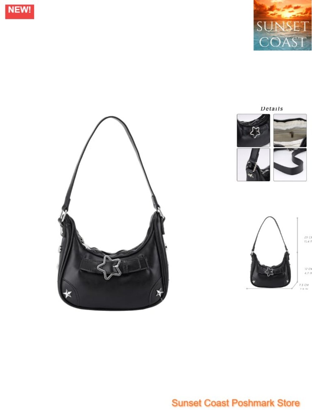 PU Leather Studded Crossbody Shoulder Bag Star Punk Y2K Purse